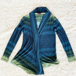 Blue green knit sweater jacket